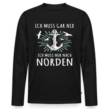 Norden Spruch - Männer Premium Bio Langarmshirt - Schwarz - Vorne - Nico (187cm)