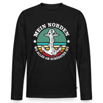 Norden Urlaub - Männer Premium Bio Langarmshirt - Schwarz - Vorne - Nico (187cm)