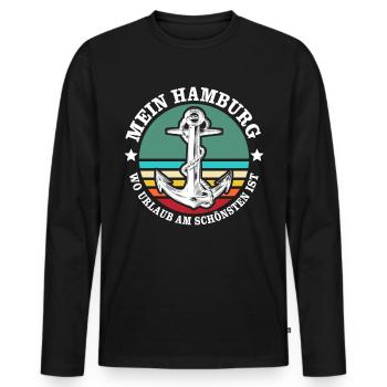Hamburg Urlaub - Männer Premium Bio Langarmshirt - Schwarz - Vorne - Nico (187cm)