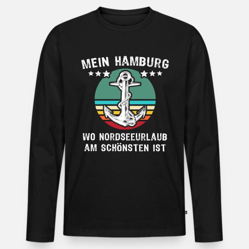 Hamburg Urlaub - Männer Premium Bio Langarmshirt - Schwarz