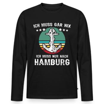 Hamburg Urlaub - Männer Premium Bio Langarmshirt - Schwarz - Vorne - Nico (187cm)