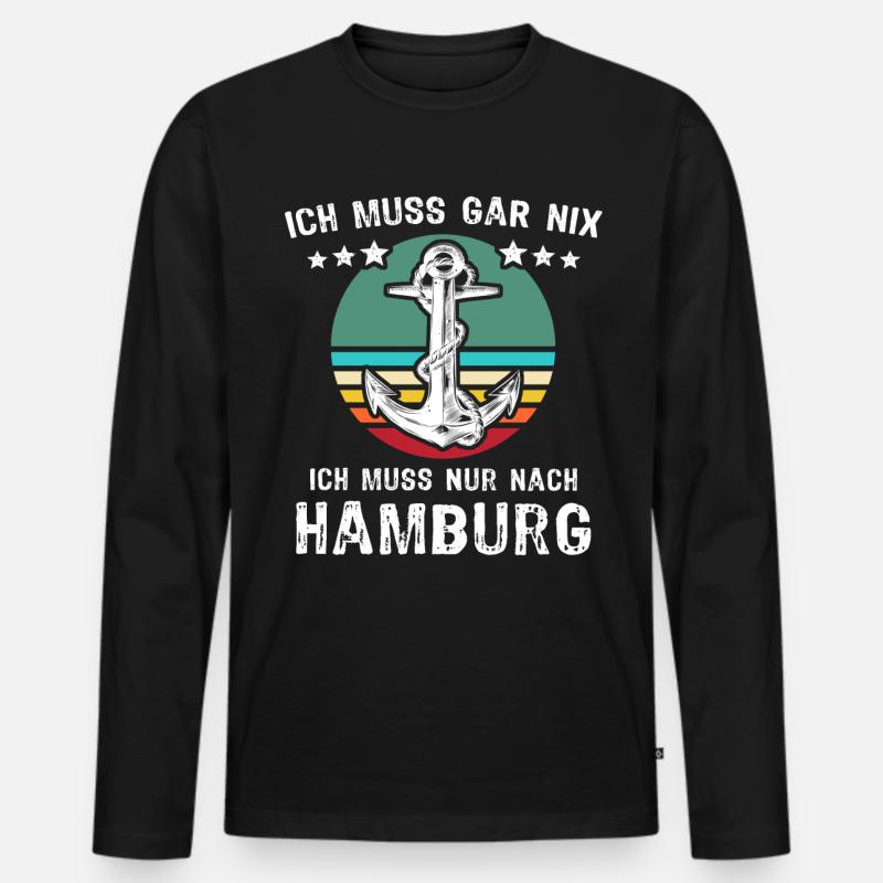 Hamburg Urlaub - Männer Premium Bio Langarmshirt - Schwarz