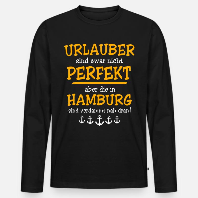 Hamburg Urlaub - Männer Premium Bio Langarmshirt - Schwarz