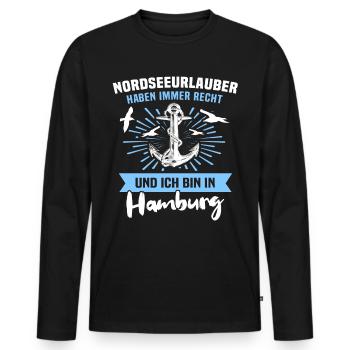 Hamburg Urlaub - Männer Premium Bio Langarmshirt - Schwarz - Vorne - Nico (187cm)
