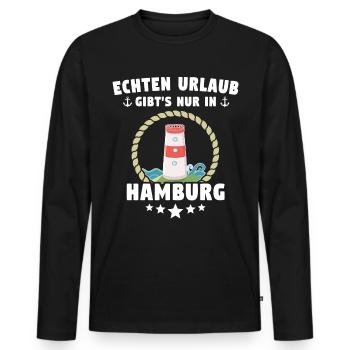 Hamburg Urlaub - Männer Premium Bio Langarmshirt - Schwarz - Vorne - Nico (187cm)