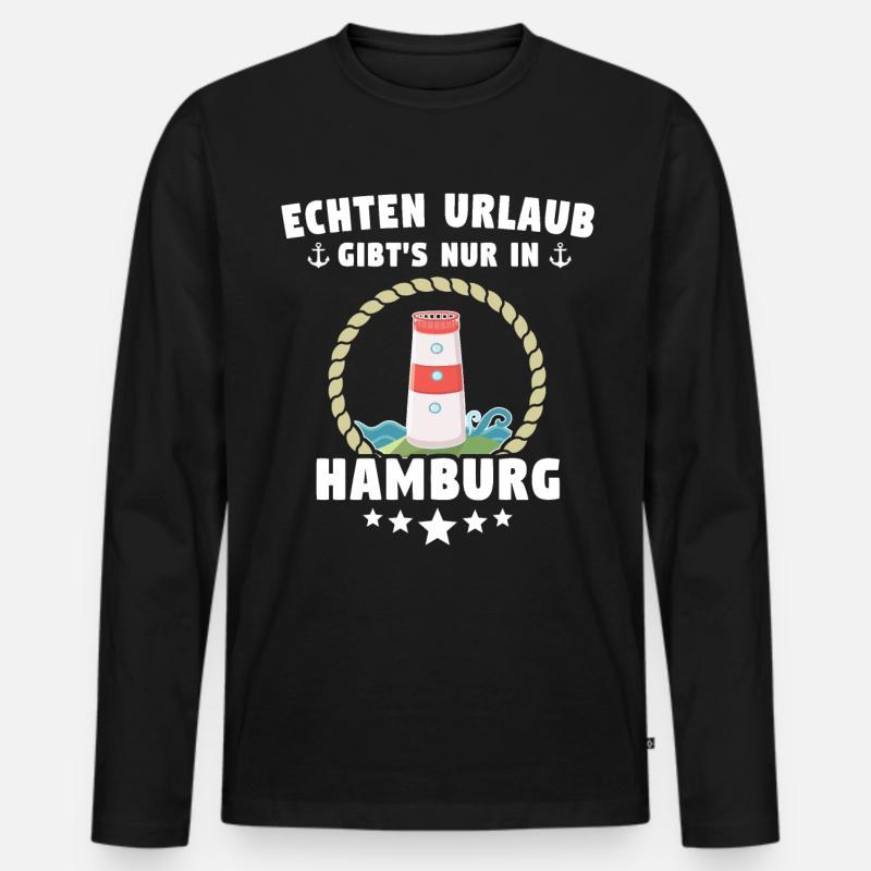 Hamburg Urlaub - Männer Premium Bio Langarmshirt - Schwarz