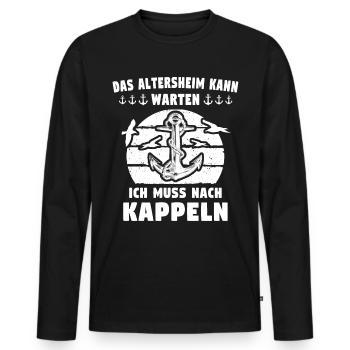 Kappeln Kappelner - Männer Premium Bio Langarmshirt - Schwarz - Vorne - Nico (187cm)