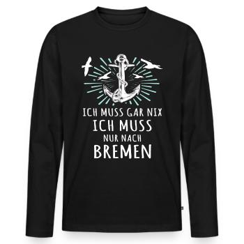 Bremen Urlaub Bremer - Männer Premium Bio Langarmshirt - Schwarz - Vorne - Nico (187cm)