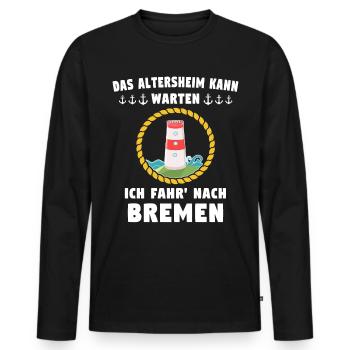 Bremen Geschenk Bremer - Männer Premium Bio Langarmshirt - Schwarz - Vorne - Nico (187cm)