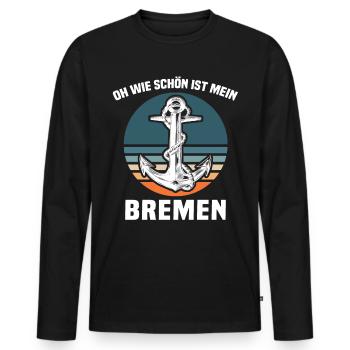 Bremen Sprüche Bremer - Männer Premium Bio Langarmshirt - Schwarz - Vorne - Nico (187cm)