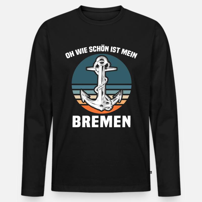 Bremen Sprüche Bremer - Männer Premium Bio Langarmshirt - Schwarz