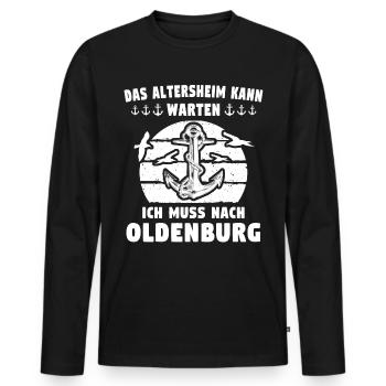 Heiligenhafen Sprüche Heiligenhafener - Männer Premium Bio Langarmshirt - Schwarz - Vorne - Nico (187cm)