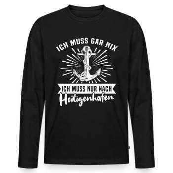 Heiligenhafen Sprüche Heiligenhafener Spruch - Männer Premium Bio Langarmshirt - Schwarz - Vorne - Nico (187cm)