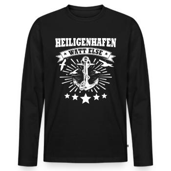 Heiligenhafen Sprüche Heiligenhafener Spruch - Männer Premium Bio Langarmshirt - Schwarz - Vorne - Nico (187cm)