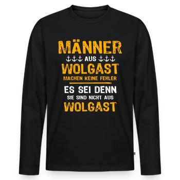Wolgast Mann Wolgaster Männer - Männer Premium Bio Langarmshirt - Schwarz - Vorne - Nico (187cm)