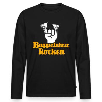 Baggerfahrer Bagger - Männer Premium Bio Langarmshirt - Schwarz - Vorne - Nico (187cm)