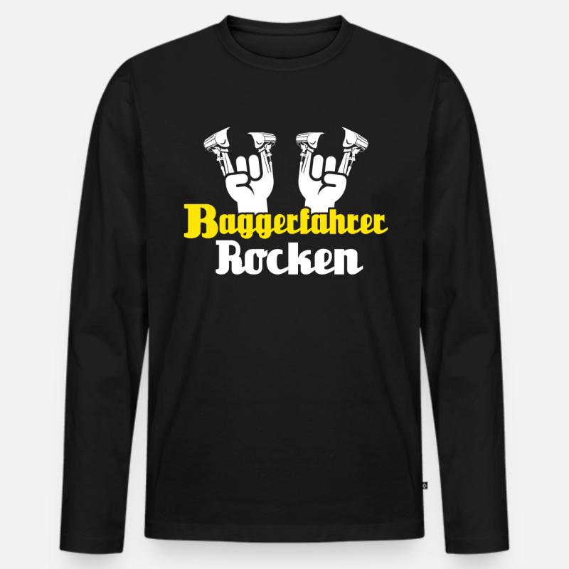 Baggerfahrer - Männer Premium Bio Langarmshirt - Schwarz