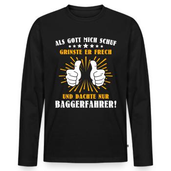 Baggerfahrer Baggern - Männer Premium Bio Langarmshirt - Schwarz - Vorne - Nico (187cm)