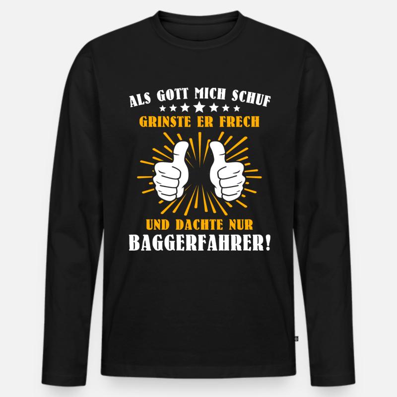 Baggerfahrer Baggern - Männer Premium Bio Langarmshirt - Schwarz