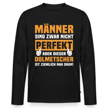 Lustige Dolmetscher Sprüche - Männer Premium Bio Langarmshirt - Schwarz - Vorne - Nico (187cm)