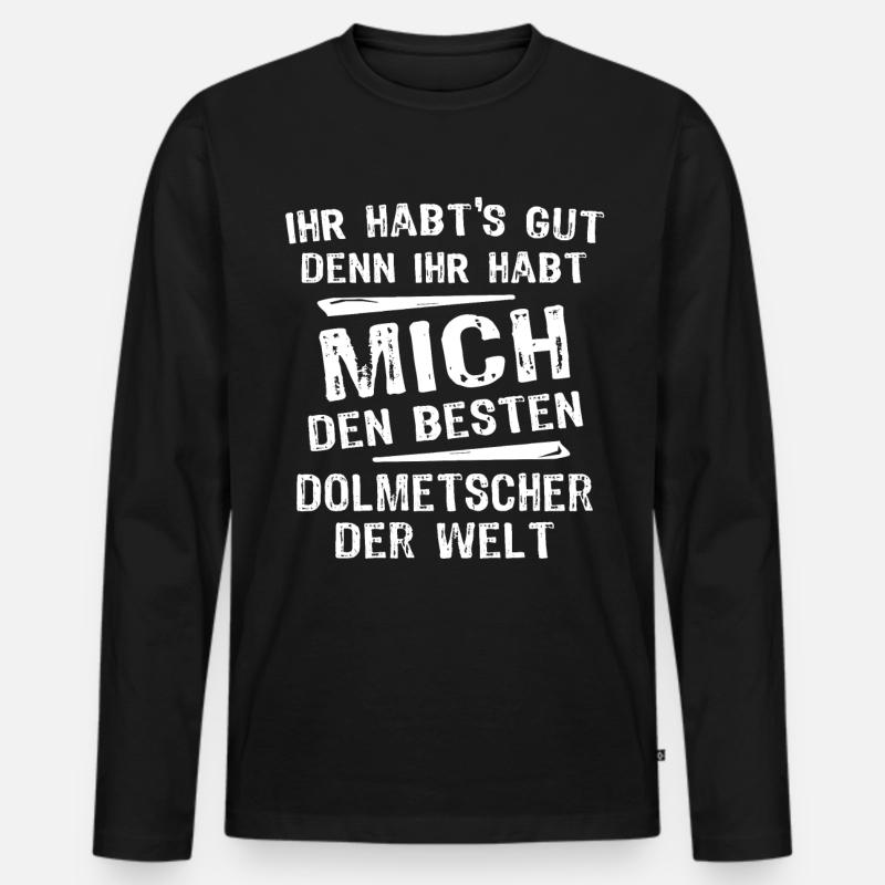 Dolmetscher - Männer Premium Bio Langarmshirt - Schwarz