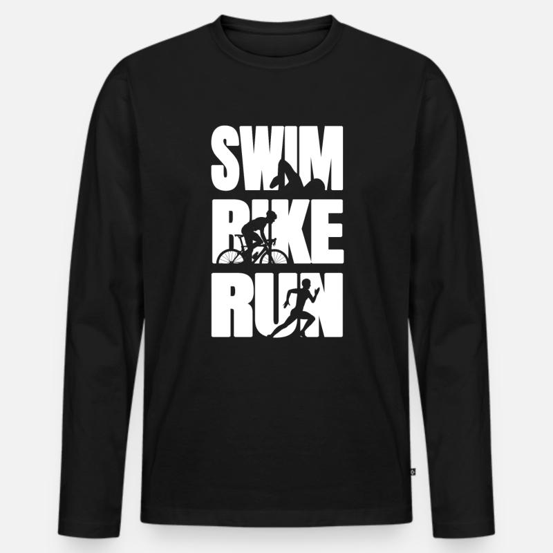 Triathlon Triathlet - Männer Premium Bio Langarmshirt - Schwarz