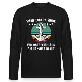 Eckernförde Urlaub Sprüche - Männer Premium Bio Langarmshirt - Schwarz - Vorne - Nico (187cm)