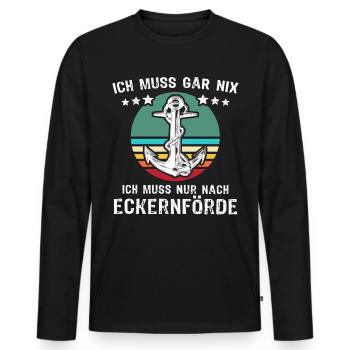 Eckernförde Urlaub - Männer Premium Bio Langarmshirt - Schwarz - Vorne - Nico (187cm)
