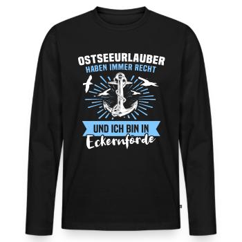 Eckernförde Urlaub Spruch - Männer Premium Bio Langarmshirt - Schwarz - Vorne - Nico (187cm)