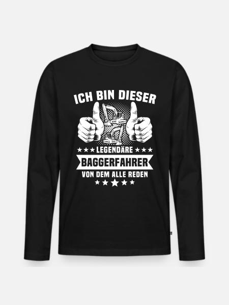 Baggerführer Bagger Baggerfahrer - Männer Premium Bio Langarmshirt - Schwarz