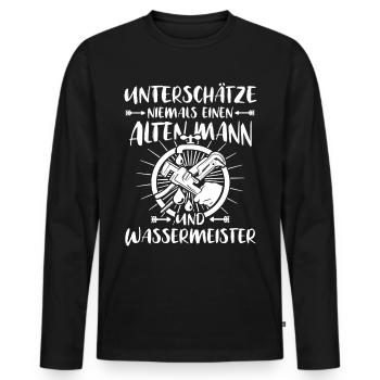 Wassermeister Sprüche Wasserversorgungstechniker - Männer Premium Bio Langarmshirt - Schwarz - Vorne - Nico (187cm)