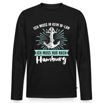 Hamburg Hamburger - Männer Premium Bio Langarmshirt - Schwarz - Vorne - Nico (187cm)