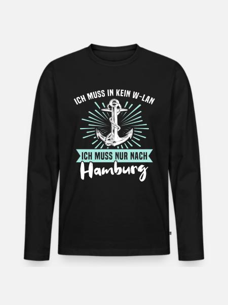 Hamburg Hamburger - Männer Premium Bio Langarmshirt - Schwarz