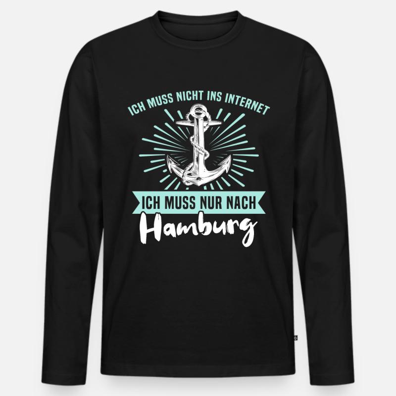 Hamburg Hamburger - Männer Premium Bio Langarmshirt - Schwarz