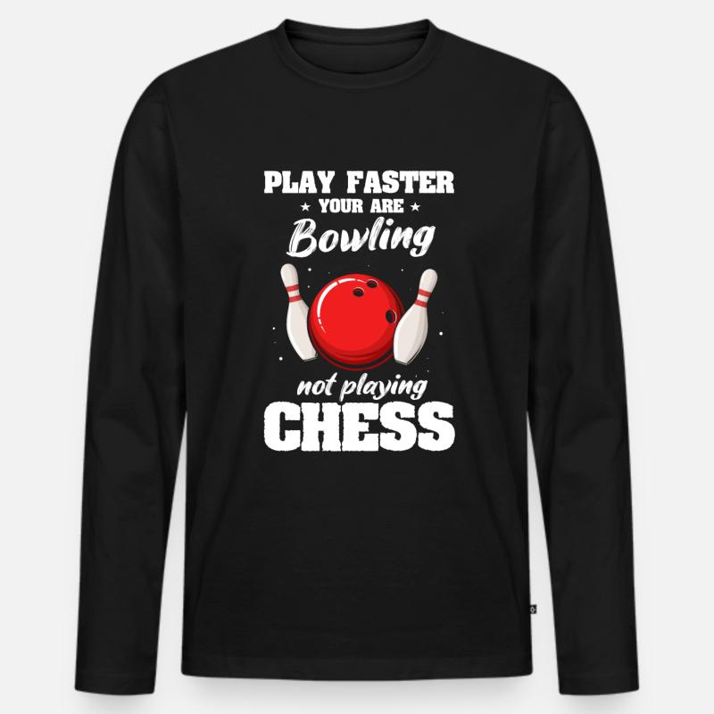 Bowling Player - Männer Premium Bio Langarmshirt - Schwarz