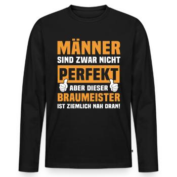 Lustige Braumeister Sprüche - Männer Premium Bio Langarmshirt - Schwarz - Vorne - Nico (187cm)