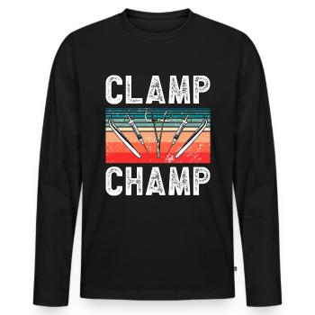 Clamp Champ - Surgical Nurse - - Men's Premium Organic Long Sleeve Shirt - black - Front - Nico (187cm)