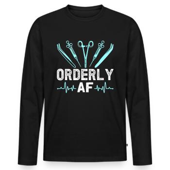 Ordentlicher AF - Klinische Chirurgery - - Männer Premium Bio Langarmshirt - Schwarz - Vorne - Nico (187cm)