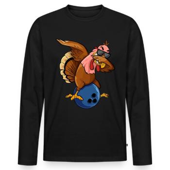 Thanksgiving Bowl Bowler Strike Pin Sport Turquie - T-shirt manches longues Premium bio Homme - noir - Devant - Nico (187cm)