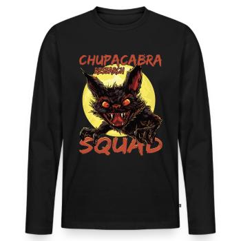 „Chupacabra Research Squad“ Mythisches Monster, - Männer Premium Bio Langarmshirt - Schwarz - Vorne - Nico (187cm)