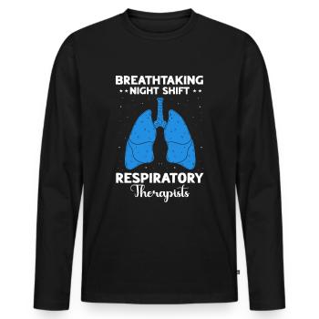 Atemtherapeut Thérapeute Respiratoire - T-shirt manches longues Premium bio Homme - noir - Devant - Nico (187cm)