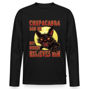 Monstre mythique - Monstre cryptide - Drôle - T-shirt manches longues Premium bio Homme - noir - Devant - Nico (187cm)