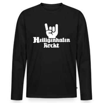 Heiligenhafen Sprüche - Männer Premium Bio Langarmshirt - Schwarz - Vorne - Nico (187cm)