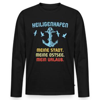 Heiligenhafen Ostsee Sprüche - Männer Premium Bio Langarmshirt - Schwarz - Vorne - Nico (187cm)