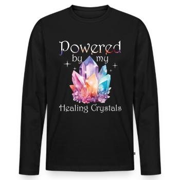 Funny Gemstone Chakra Healer Spiritual - Men's Premium Organic Long Sleeve Shirt - black - Front - Nico (187cm)