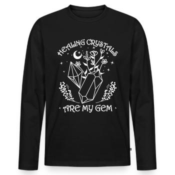 Funny Gemstone Chakra Healer Spiritual - Men's Premium Organic Long Sleeve Shirt - black - Front - Nico (187cm)