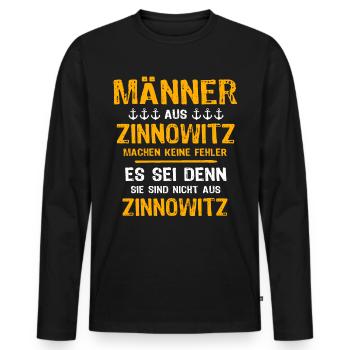 Zinnowitz Mann Zinnowitzer Männer - Männer Premium Bio Langarmshirt - Schwarz - Vorne - Nico (187cm)