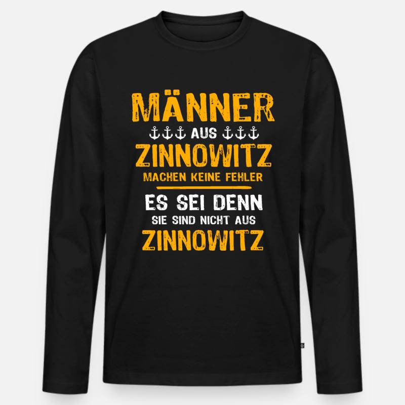 Zinnowitz Mann Zinnowitzer Männer - Männer Premium Bio Langarmshirt - Schwarz