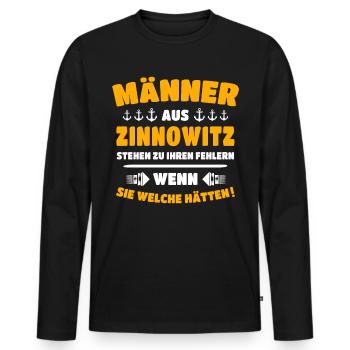 Zinnowitz Mann Zinnowitzer Männer - Männer Premium Bio Langarmshirt - Schwarz - Vorne - Nico (187cm)