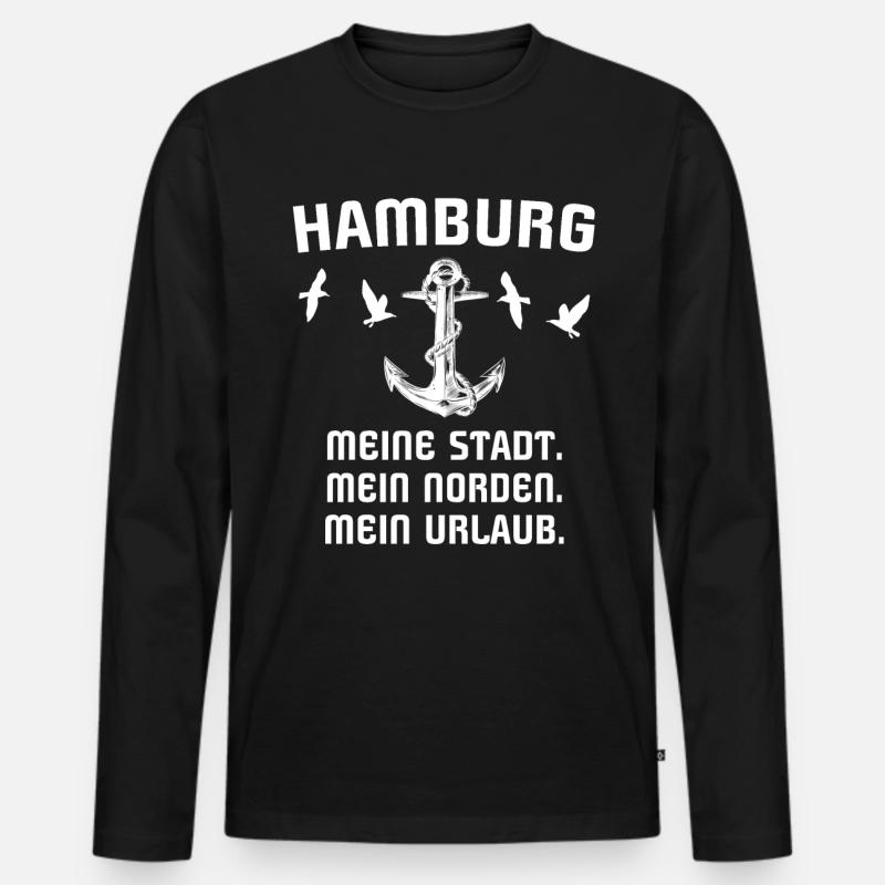 Hamburg Hamburger - Männer Premium Bio Langarmshirt - Schwarz